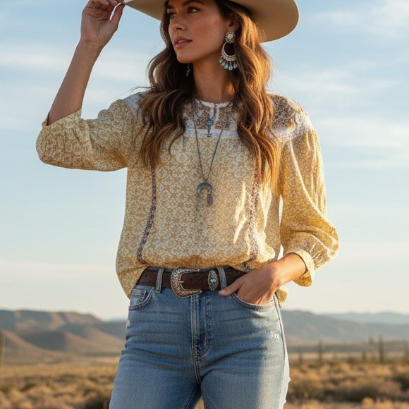 Sundance Tops - Sundance Women's Top Peasant Blouse Boho‎ Western Embroiered Crochet Small